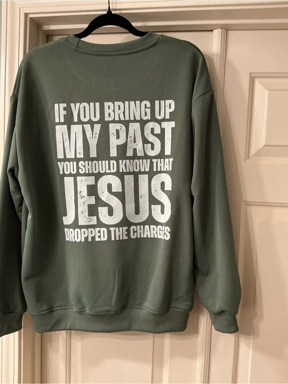 Green Crewneck Sweatshirt with Cross Logo - Picture 4 of 5